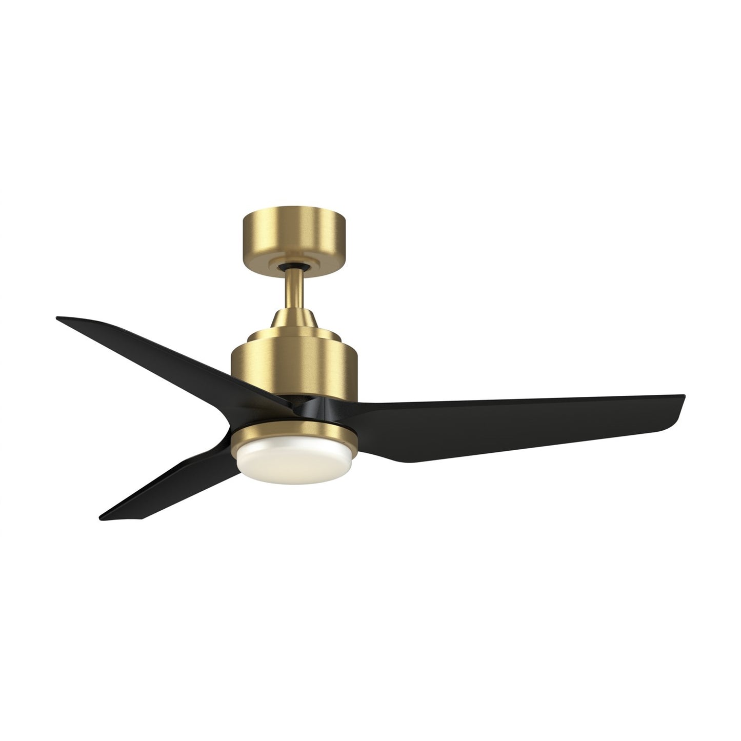 Fanimation TriAire Custom 44in 1-Light Smart Ceiling Fan | Brushed Satin Brass and Black Composite Blades | Covered Patio | Model FPD8514BS-44BLW-LK