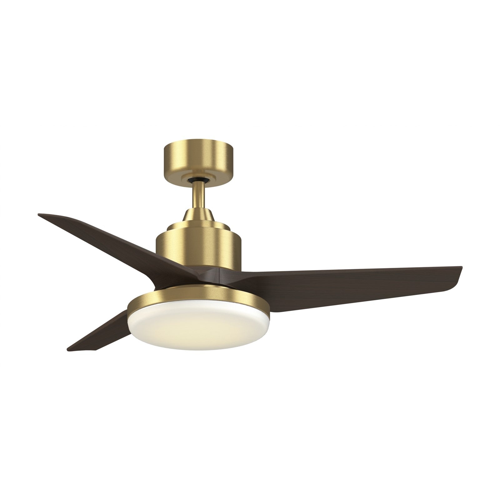 Fanimation TriAire Custom 44in 1-Light Smart Ceiling Fan | Brushed Satin Brass and Dark Walnut Composite Blades | Model FPD8514BS-44DWAW-12LK