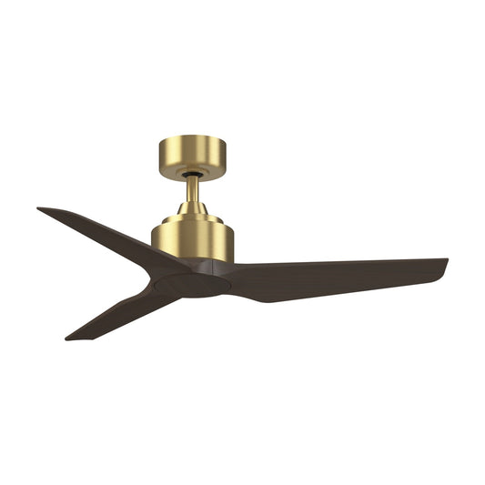 Fanimation TriAire Custom 44in Smart Ceiling Fan | Brushed Satin Brass and Dark Walnut Composite Blades | Covered Patio | Model FPD8514BS-44DWAW