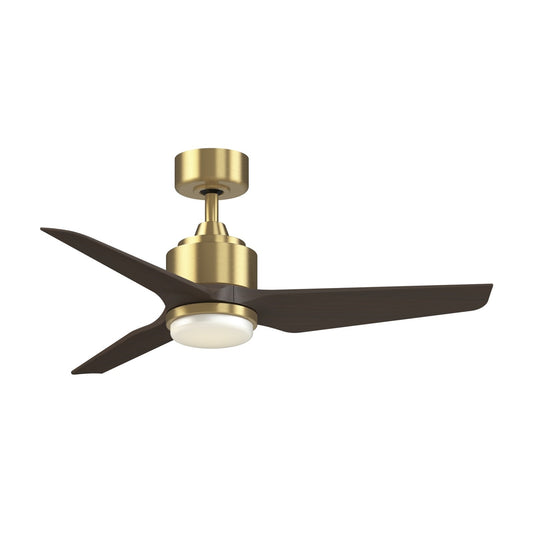 Fanimation TriAire Custom 44in 1-Light Ceiling Fan | Brushed Satin Brass and Dark Walnut Composite Blades | Covered Patio | Model FPD8514BS-44DWAW-LK
