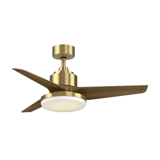 Fanimation TriAire Custom 44in 1-Light Ceiling Fan | Brushed Satin Brass and Koa Composite Blades | Covered Patio | Model FPD8514BS-44KW-12LK