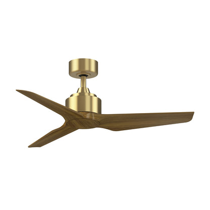 Fanimation TriAire Custom 44in Ceiling Fan | Brushed Satin Brass and Koa Composite Blades | Covered Patio & Bedroom | Model FPD8514BS-44KW