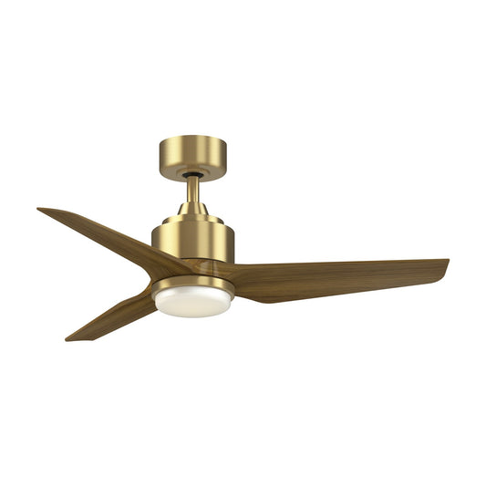 Fanimation TriAire Custom 44in 1-Light Ceiling Fan | Brushed Satin Brass and Koa Composite Blades | Covered Patio & Bedroom | Model FPD8514BS-44KW-LK
