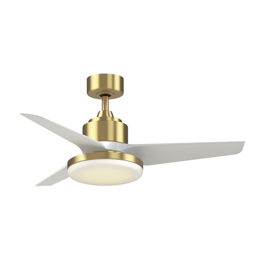 Fanimation TriAire Custom 44in 3-Blade Damp Rated Smart Ceiling Fan with 12in LED CCT Select Light Kit | Brushed Satin | Model FPD8514BS-44MWW-12LK