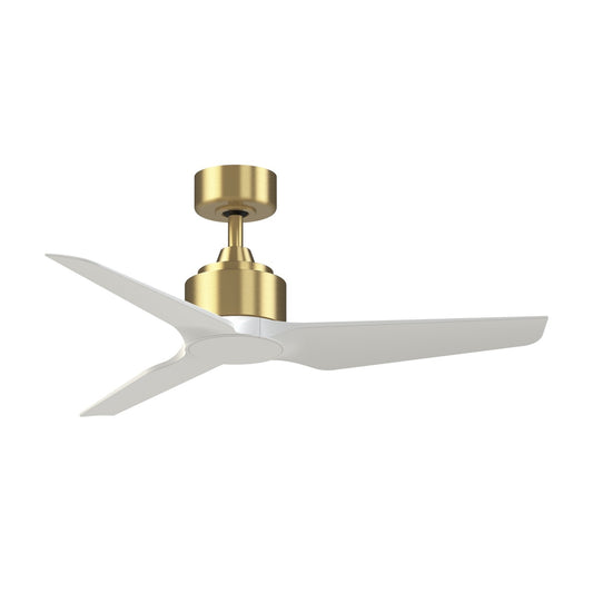 Fanimation TriAire Custom 44in 3-Blade Damp Rated Smart Ceiling Fan | Brushed Satin Brass and Matte White Composite Blades | Model FPD8514BS-44MWW
