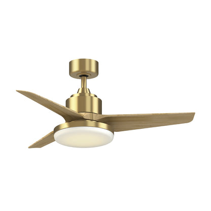 Fanimation TriAire Custom 44in 1-Light Ceiling Fan | Brushed Satin Brass and Opal Frosted Glass | Covered Patio & Bedroom | Model FPD8514BS-44NW-12LK