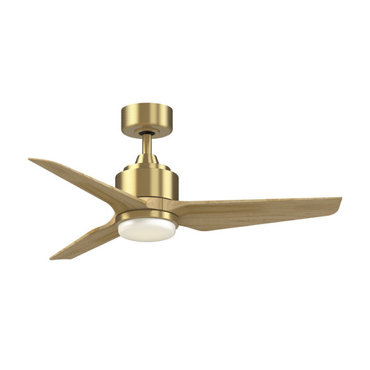Fanimation TriAire Custom 44in 1-Light Ceiling Fan | Brushed Satin Brass and Opal Frosted Glass | Covered Patio & Bedroom | Model FPD8514BS-44NW-LK