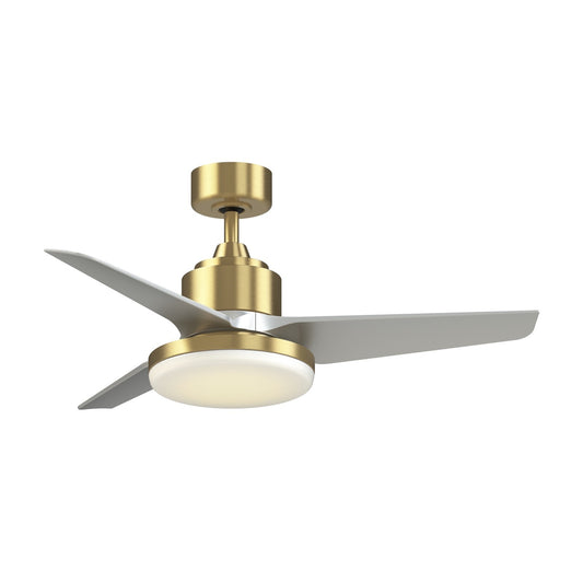 Fanimation TriAire Custom 44in 1-Light Ceiling Fan | Brushed Satin Brass and Opal Frosted Glass | Covered Patio | Model FPD8514BS-44SLW-12LK
