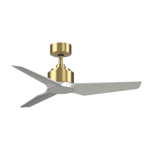 Fanimation TriAire Custom 44in Ceiling Fan | Brushed Satin Brass and Silver Blades | Covered Patio & Bedroom | Model FPD8514BS-44SLW