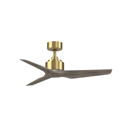 Fanimation TriAire Custom 44in Ceiling Fan | Brushed Satin Brass and Weathered Wood Composite Blades | Covered Patio | Model FPD8514BS-44WEW