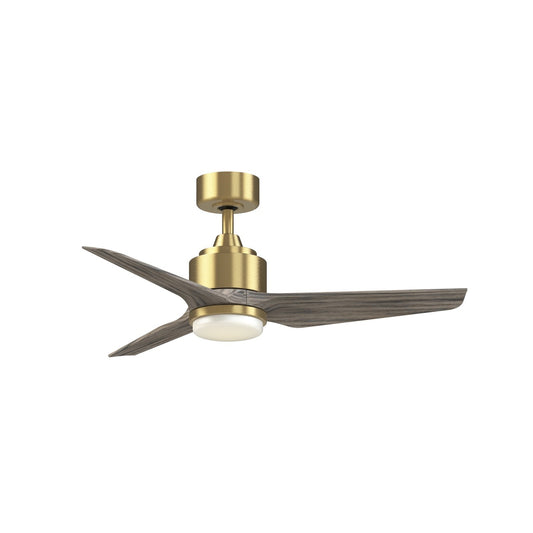 Fanimation TriAire Custom 44in 1-Light Ceiling Fan | Brushed Satin Brass and Weathered Wood Composite Blades | Covered | Model FPD8514BS-44WEW-LK