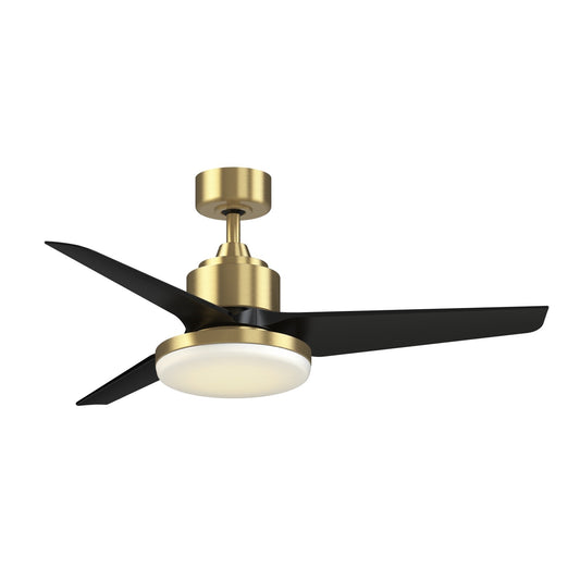Fanimation TriAire Custom 48in 3-Blade Smart Ceiling Fan with 12in LED Light Kit | Brushed Satin Brass and Black | Model FPD8514BS-48BLW-12LK