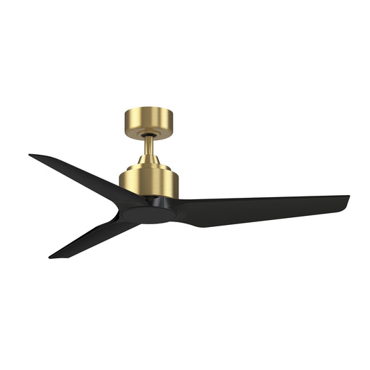 Fanimation TriAire Custom 48in 3-Blade Smart Ceiling Fan | Brushed Satin Brass and Black Composite Blades | Covered Patio | Model FPD8514BS-48BLW