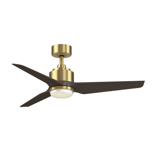 Fanimation TriAire Custom 48in 1-Light Smart Ceiling Fan | Brushed Satin Brass and Dark Walnut Composite | Covered Patio | Model FPD8514BS-48DWAW-LK