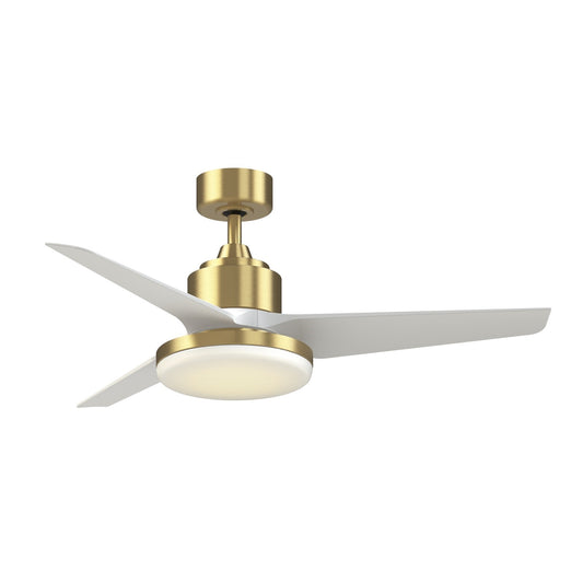 Fanimation TriAire Custom 48in 1-Light Smart Ceiling Fan | Brushed Satin Brass and Matte White Composite | Covered Patio | Model FPD8514BS-48MWW-12LK