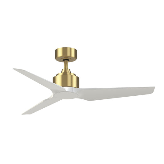 Fanimation TriAire Custom 48in Smart Ceiling Fan | Brushed Satin Brass and Matte White Composite | Covered Patio & Bedroom | Model FPD8514BS-48MWW