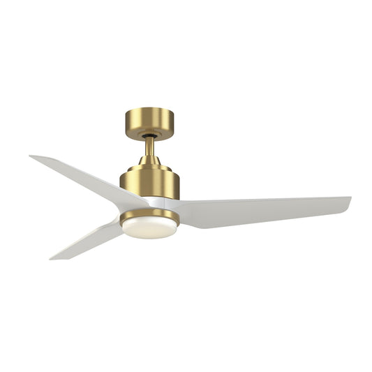 Fanimation TriAire Custom 48in 1-Light Smart Ceiling Fan | Modern Brushed Satin Brass and Matte White Composite | Covered | Model FPD8514BS-48MWW-LK