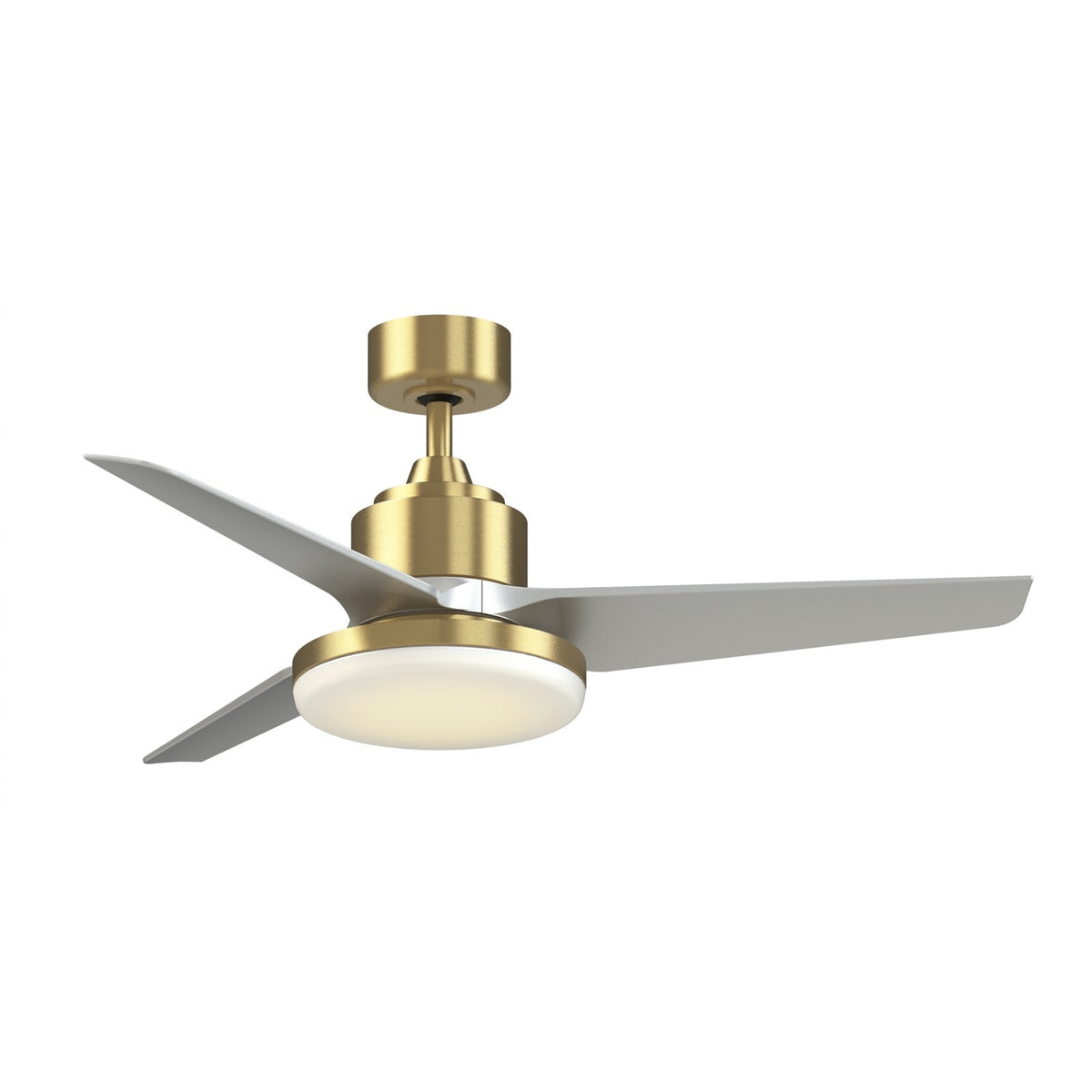 Fanimation TriAire Custom 48in 1-Light Smart Ceiling Fan | Modern Brushed Satin Brass and Silver Composite | Covered | Model FPD8514BS-48SLW-12LK