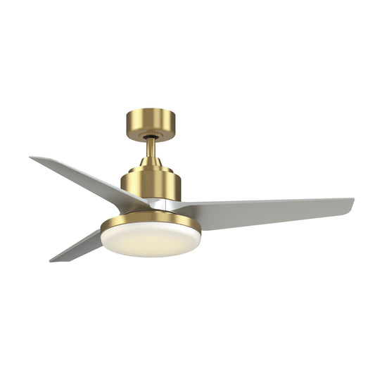 Fanimation TriAire Custom 48in 1-Light Smart Ceiling Fan | Modern Brushed Satin Brass and Silver Composite | Covered | Model FPD8514BS-48SLW-12LK
