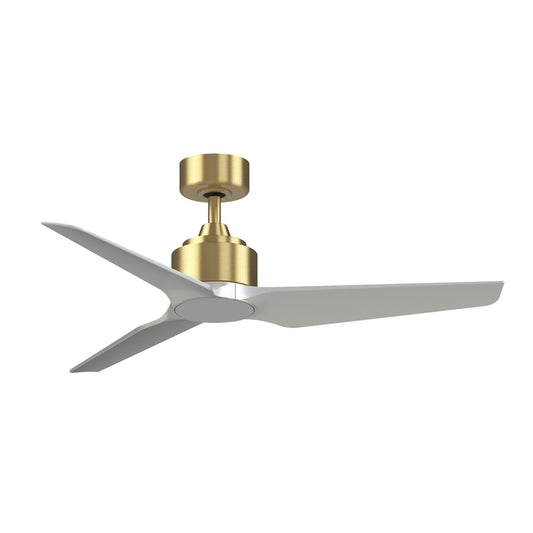 Fanimation TriAire Custom 48in Smart Ceiling Fan | Modern Brushed Satin Brass and Silver Composite | Covered Patio & Bedroom | Model FPD8514BS-48SLW