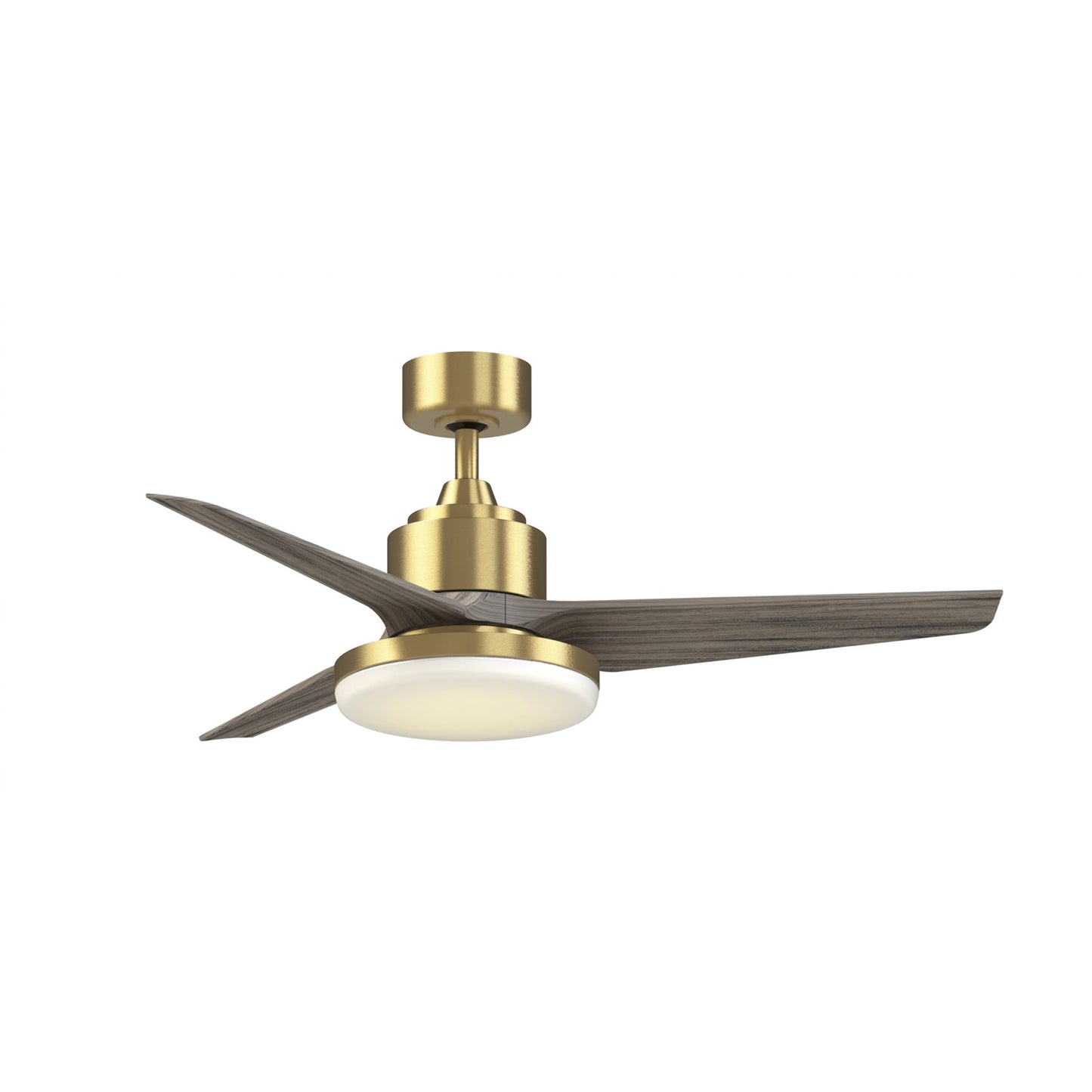 Fanimation TriAire Custom 48in 3-Blade Smart Ceiling Fan with 12in LED Light Kit | Modern Brushed Satin Brass and | Model FPD8514BS-48WEW-12LK