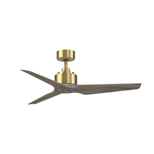 Fanimation TriAire Custom 48in 3-Blade Smart Ceiling Fan | Modern Brushed Satin Brass and Weathered Wood | Covered Patio | Model FPD8514BS-48WEW