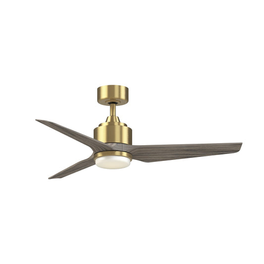 Fanimation TriAire Custom 48in 3-Blade Smart Ceiling Fan with LED Light Kit | Modern Brushed Satin Brass and Weathered | Model FPD8514BS-48WEW-LK
