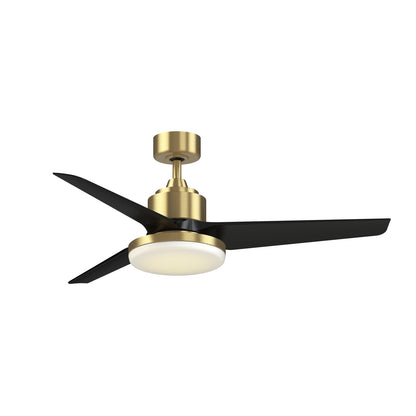 Fanimation TriAire Custom 52in 1-Light Ceiling Fan | Modern Brushed Satin Brass and Black Composite Blades | Covered | Model FPD8514BS-52BLW-12LK