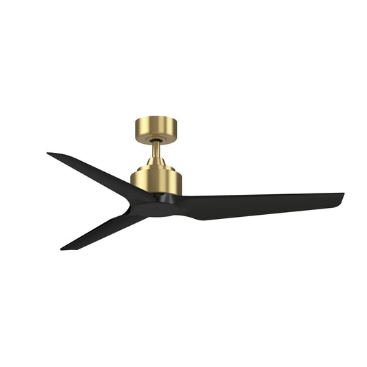 Fanimation TriAire Custom 52in 3-Blade Smart Ceiling Fan | Modern Brushed Satin Brass and Black | Covered Patio & Bedroom | Model FPD8514BS-52BLW