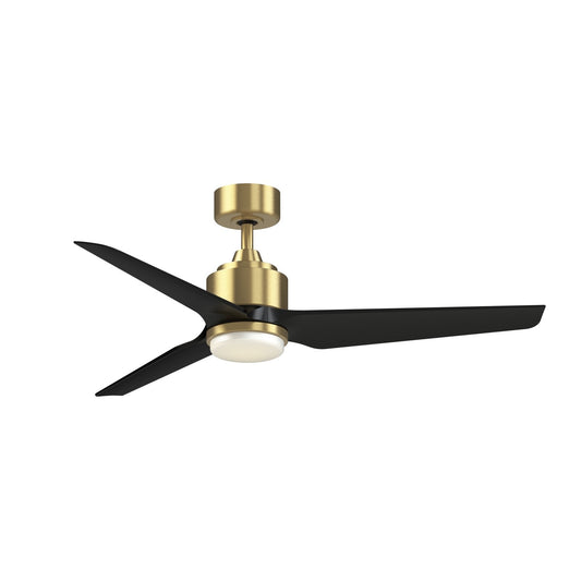 Fanimation TriAire Custom 52in 1-Light Ceiling Fan | Modern Brushed Satin Brass and Black Composite Blades | Covered Patio | Model FPD8514BS-52BLW-LK
