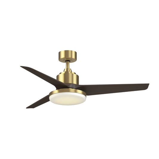 Fanimation TriAire Custom 52in 1-Light Ceiling Fan | Modern Brushed Satin Brass and Dark Walnut Composite Blades | Model FPD8514BS-52DWAW-12LK