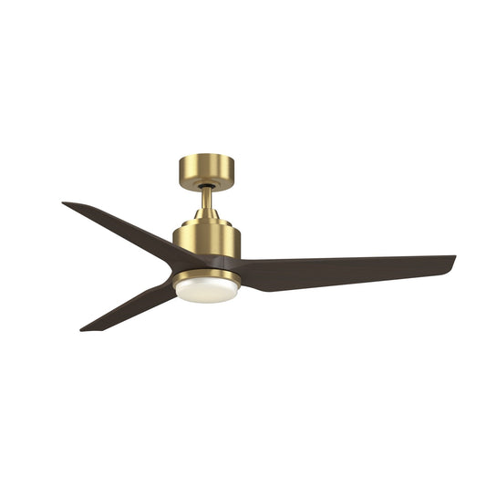 Fanimation TriAire Custom 52in 1-Light Ceiling Fan | Brushed Satin Brass and Dark Walnut Composite Blades | Covered Patio | Model FPD8514BS-52DWAW-LK