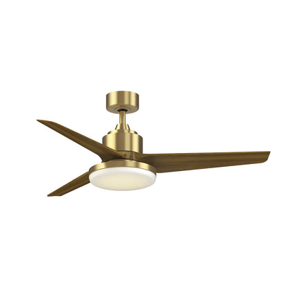 Fanimation TriAire Custom 52in 1-Light Ceiling Fan | Brushed Satin Brass and Koa Composite Blades | Covered Patio | Model FPD8514BS-52KW-12LK