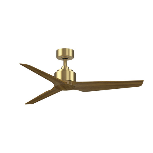 Fanimation TriAire Custom 52in Ceiling Fan | Brushed Satin Brass and Koa Composite Blades | Covered Patio & Sunroom | Model FPD8514BS-52KW