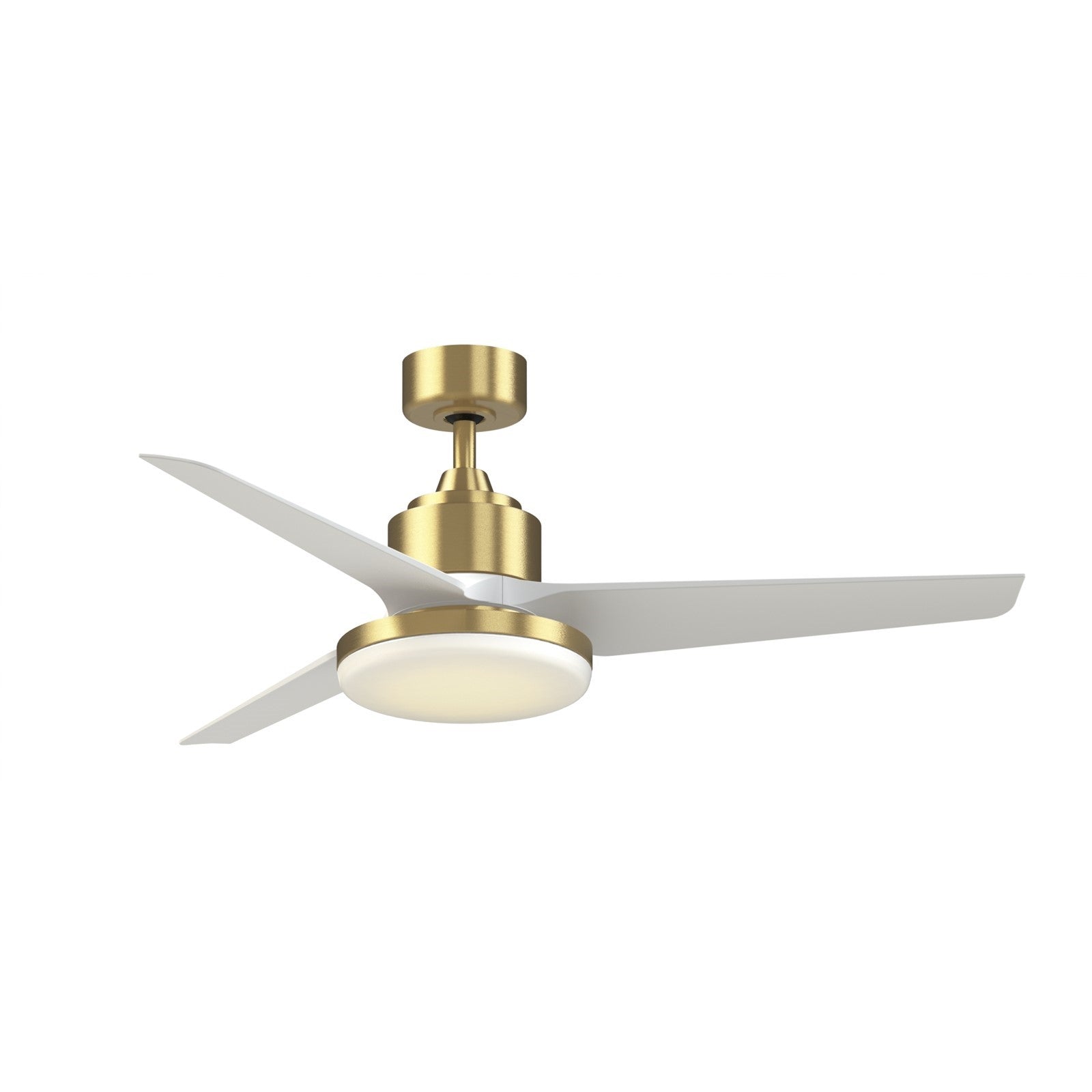 Fanimation TriAire Custom 52in 3-Blade Smart Ceiling Fan with 12in LED Light Kit | Brushed Satin Brass and Matte White | Model FPD8514BS-52MWW-12LK