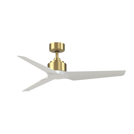 Fanimation TriAire Custom 52in 3-Blade Smart Ceiling Fan | Brushed Satin Brass and Matte White Composite | Covered Patio | Model FPD8514BS-52MWW