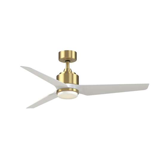 Fanimation TriAire Custom 52in 3-Blade Smart Ceiling Fan with LED Light Kit | Brushed Satin Brass and Matte White | Model FPD8514BS-52MWW-LK