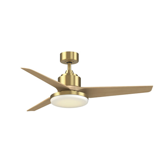 Fanimation TriAire Custom 52in 1-Light Smart Ceiling Fan | Brushed Satin Brass and Natural Composite Blades | Covered | Model FPD8514BS-52NW-12LK