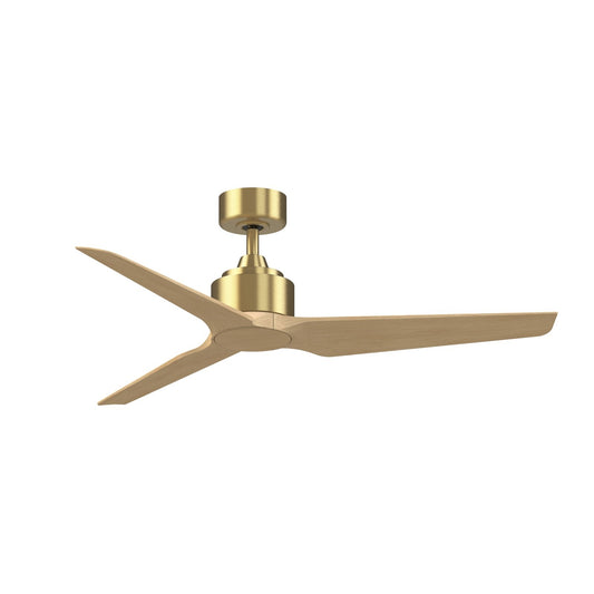 Fanimation TriAire Custom 52in 3-Blade Smart Ceiling Fan | Brushed Satin Brass and Natural Composite | Covered Patio & Bedroom | Model FPD8514BS-52NW