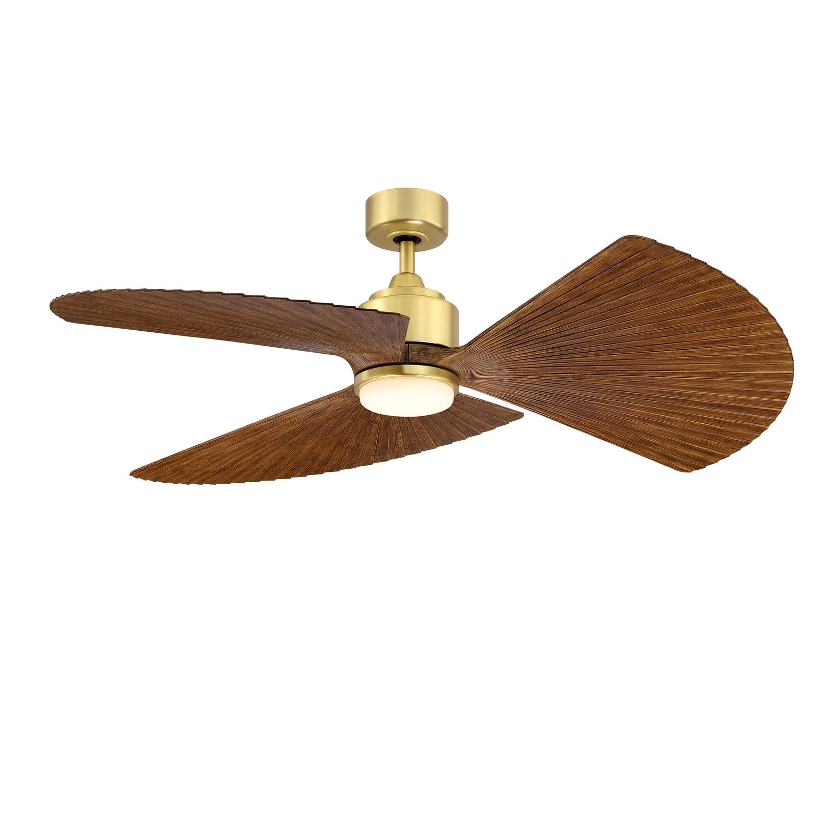 Fanimation TriAire Custom 52in 1-Light Ceiling Fan | Brushed Satin Brass and Koa Composite Blades | Covered Patio | Model FPD8514BS-52PKW-LK