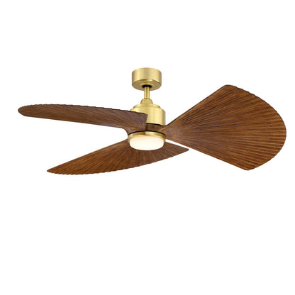 Fanimation TriAire Custom 52in 1-Light Ceiling Fan | Brushed Satin Brass and Koa Composite Blades | Covered Patio | Model FPD8514BS-52PKW-LK
