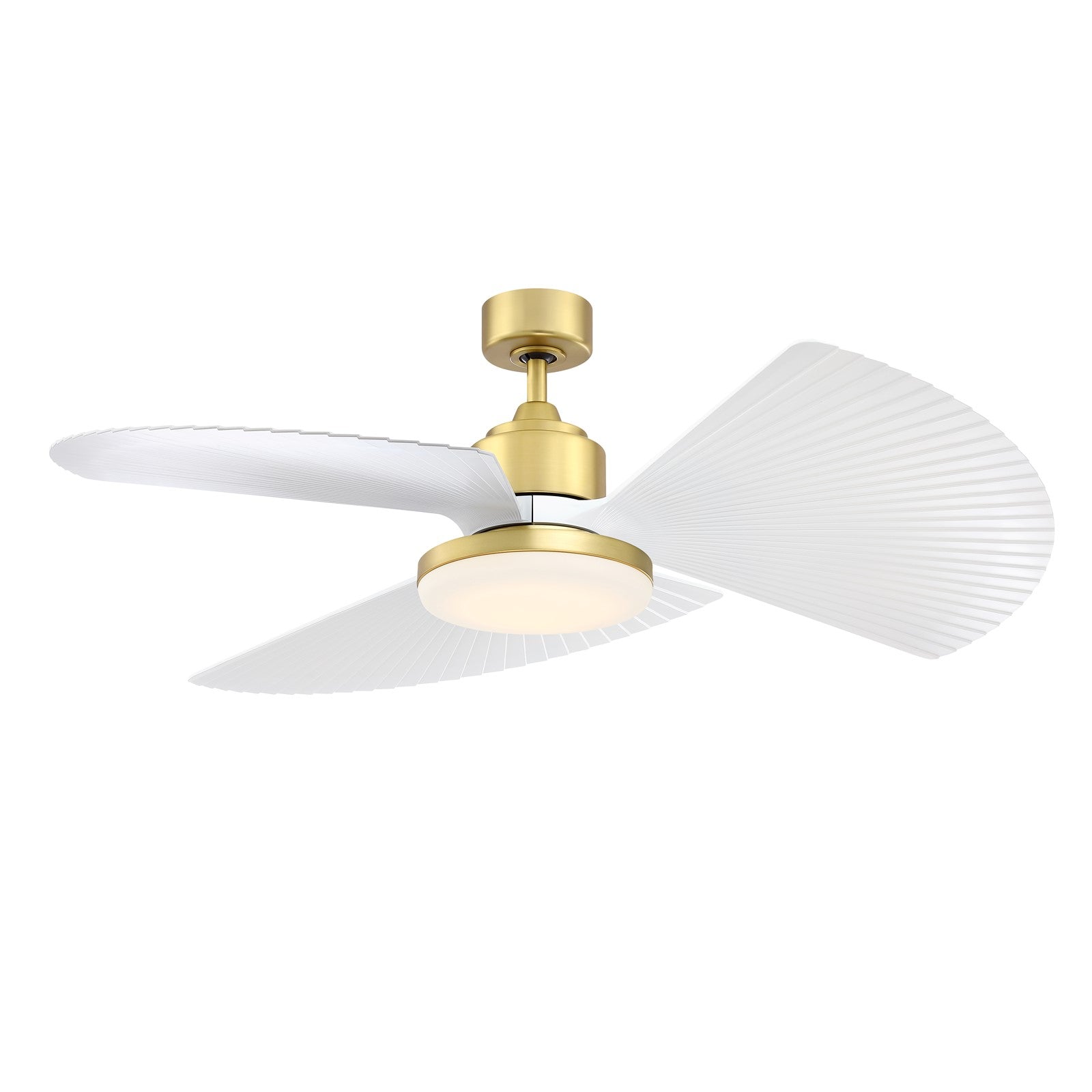Fanimation TriAire Custom 52in 1-Light Ceiling Fan | Brushed Satin Brass and Matte White Composite Blades | Covered | Model FPD8514BS-52PMWW-12LK