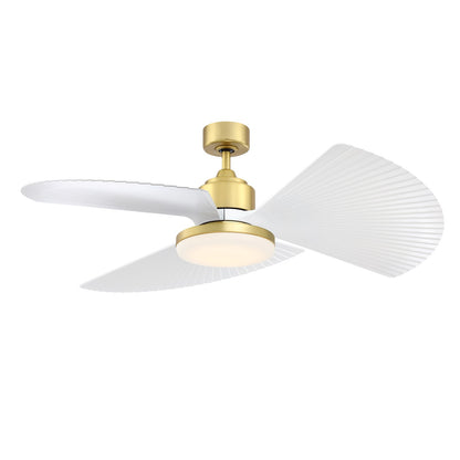 Fanimation TriAire Custom 52in 1-Light Ceiling Fan | Brushed Satin Brass and Matte White Composite Blades | Covered | Model FPD8514BS-52PMWW-12LK