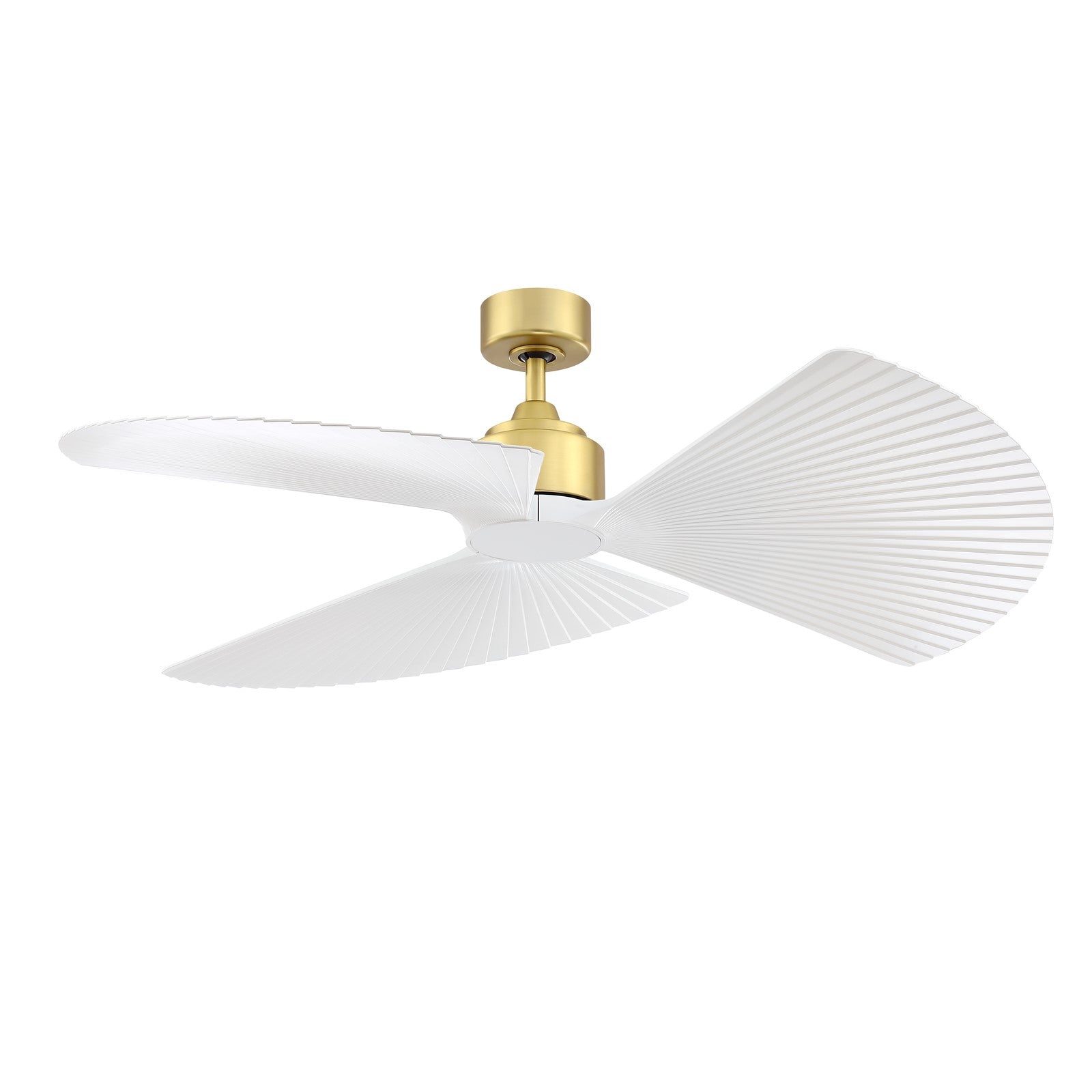 Fanimation TriAire Custom 52in Ceiling Fan | Brushed Satin Brass and Matte White Composite Blades | Covered Patio & Bedroom | Model FPD8514BS-52PMWW