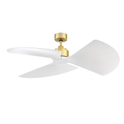 Fanimation TriAire Custom 52in Ceiling Fan | Brushed Satin Brass and Matte White Composite Blades | Covered Patio & Bedroom | Model FPD8514BS-52PMWW