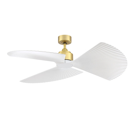Fanimation TriAire Custom 52in Ceiling Fan | Brushed Satin Brass and Matte White Composite Blades | Covered Patio & Bedroom | Model FPD8514BS-52PMWW