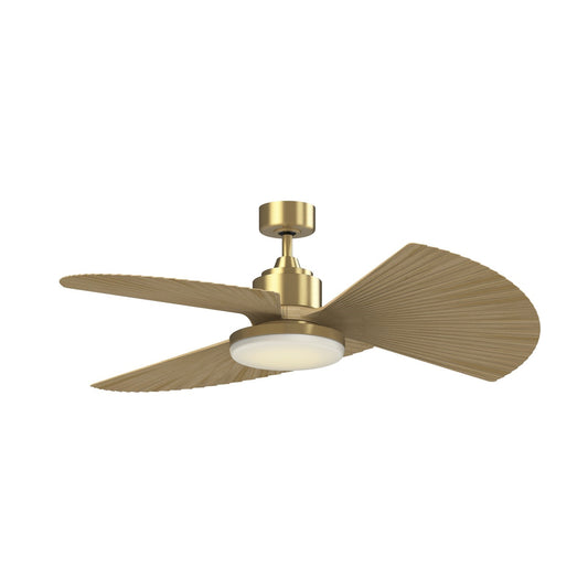 Fanimation TriAire Custom 52in 3-Blade Smart Ceiling Fan with 12in LED Light Kit | Brushed Satin Brass and Natural | Model FPD8514BS-52PNW-12LK