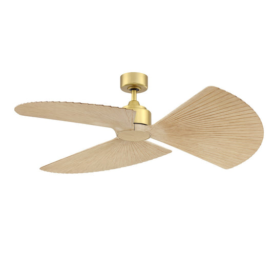 Fanimation TriAire Custom 52in 3-Blade Smart Ceiling Fan | Brushed Satin Brass and Natural Pleated Composite Blades | Covered | Model FPD8514BS-52PNW