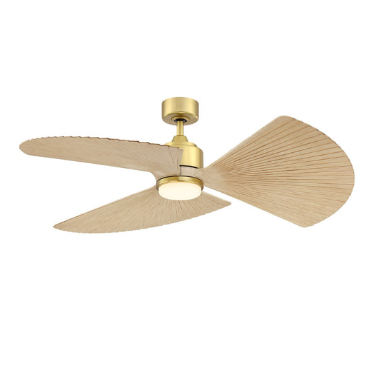 Fanimation TriAire Custom 52in 3-Blade Smart Ceiling Fan with LED Light Kit | Brushed Satin Brass and Natural Pleated | Model FPD8514BS-52PNW-LK