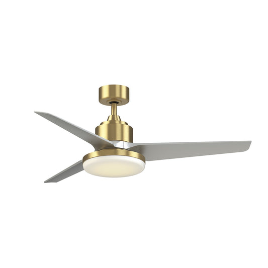 Fanimation TriAire Custom 52in 1-Light Smart Ceiling Fan | Brushed Satin Brass and Silver Composite Blades | Covered | Model FPD8514BS-52SLW-12LK